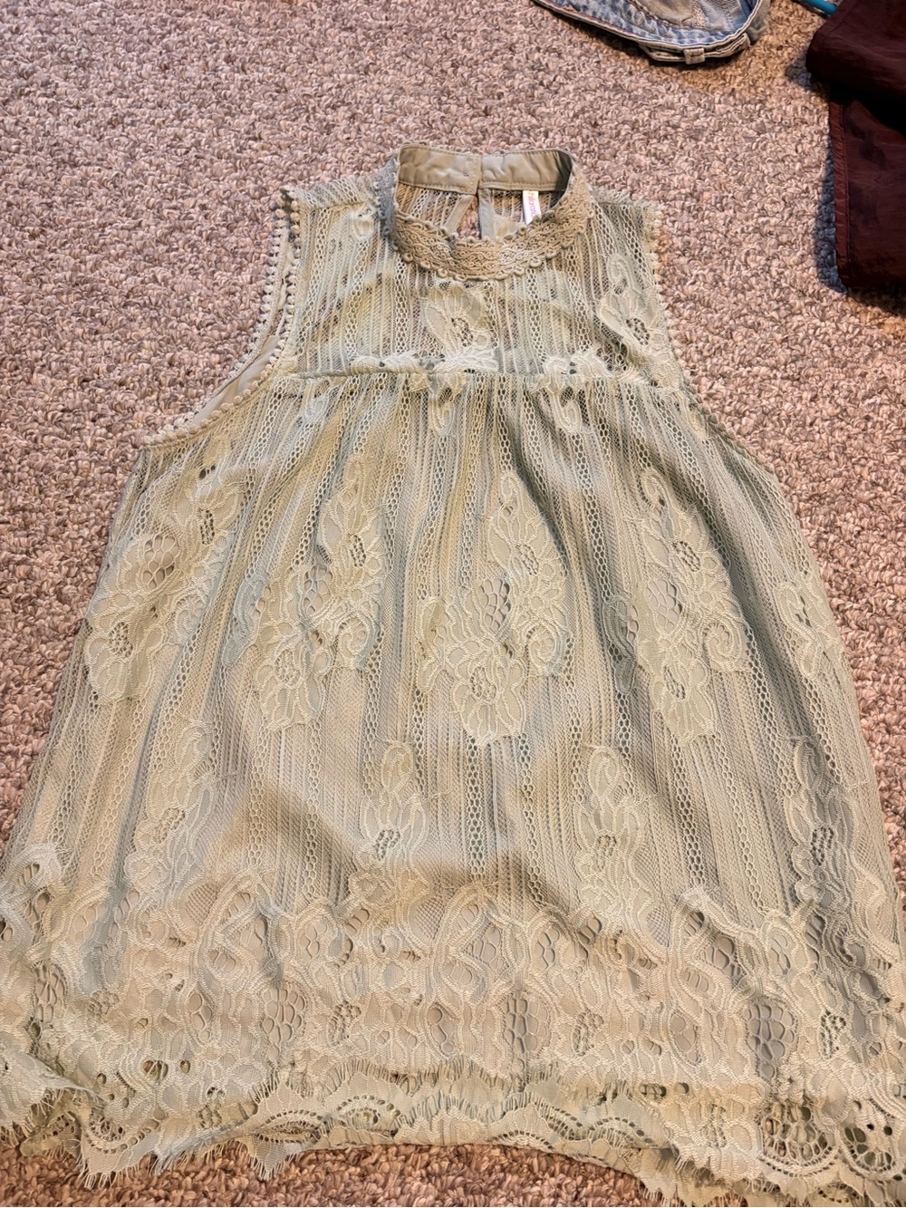 Sage Green Lace Halter Neck Top